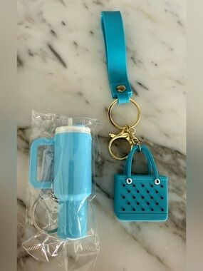 Turquoise Tumbler & Mini Purse Keychain Set Tix Tox Viral NWT